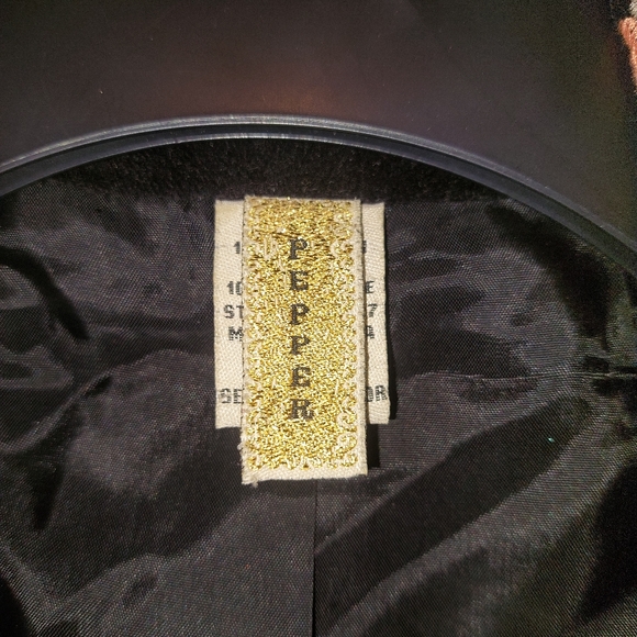 Vintage Y2K Pepper Black Floral Embroidered Collared Velvet Jacket Size S - Picture 6 of 7